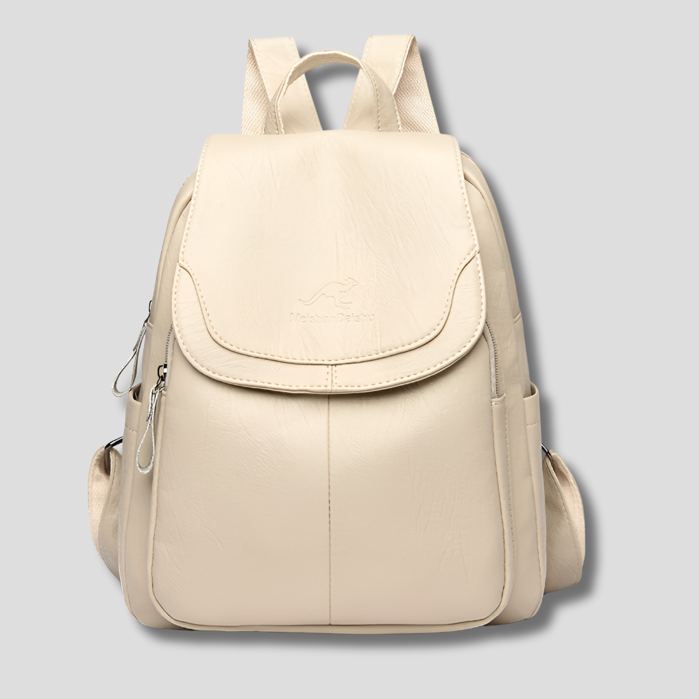 Versatile women's leather backpack, perfect as a travel companion or work bag.