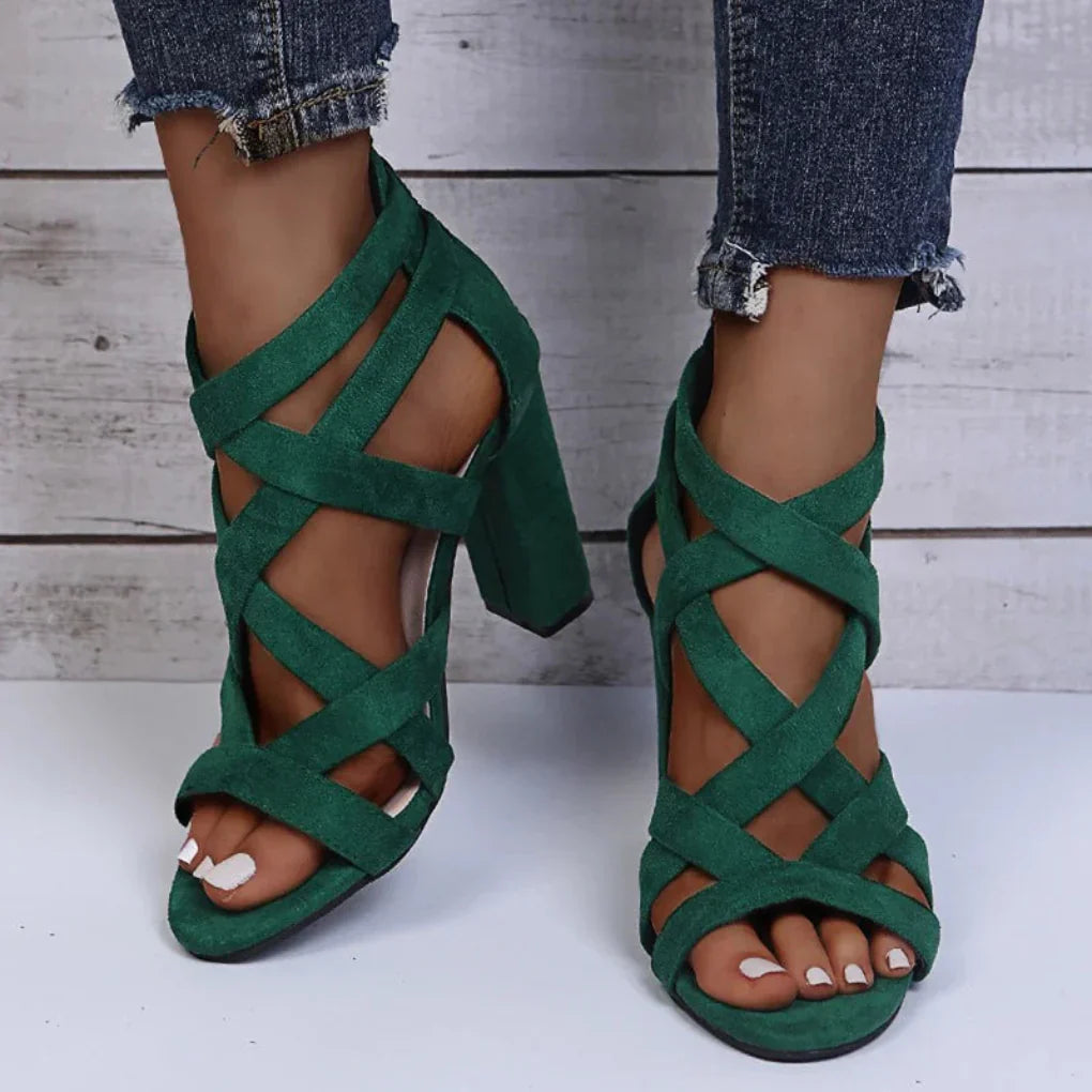 Stylish suede block heels for women with built-in arch support, perfect for any occasion