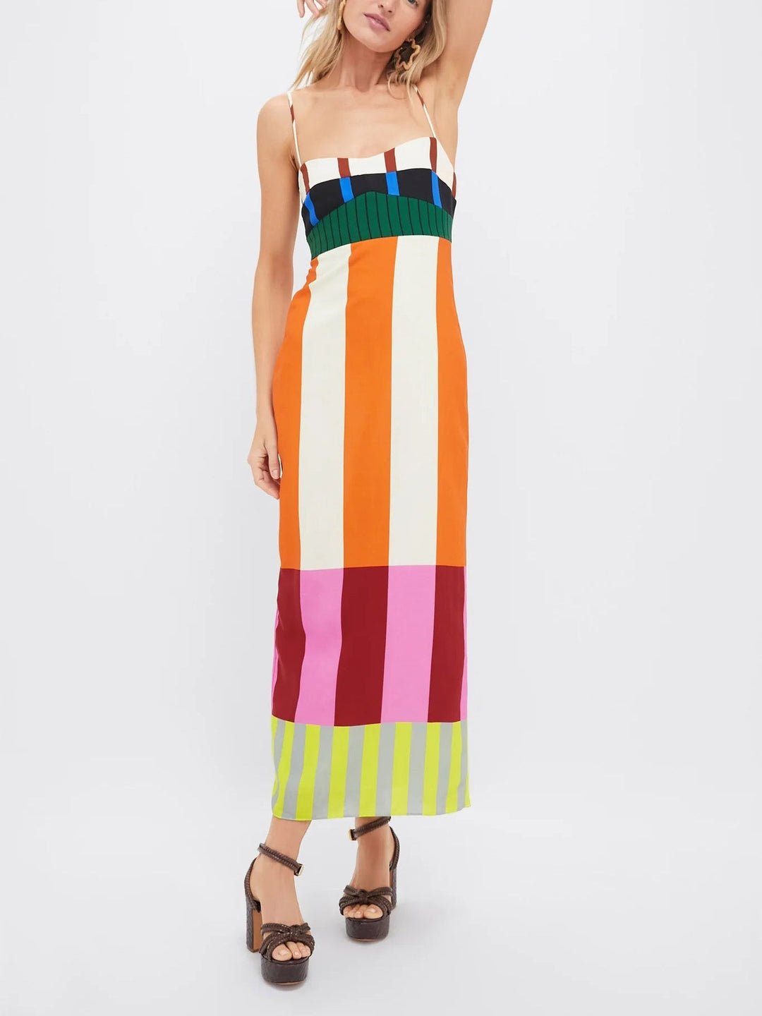 Statement empire waist maxi dress in vibrant Bengal Multi Paloma print