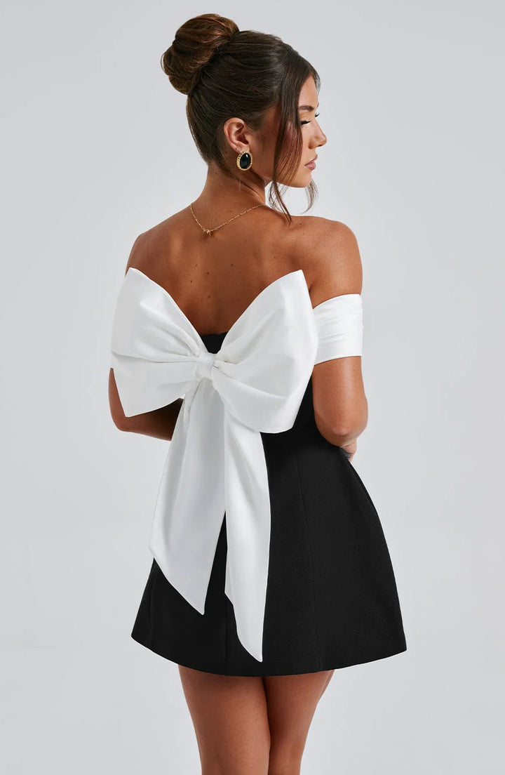Sleek black formal mini dress, perfect for special occasions