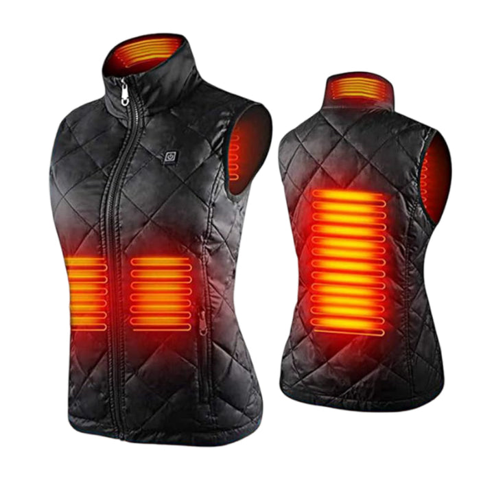Cozy blue heated vest for women, offering electric warmth on the go