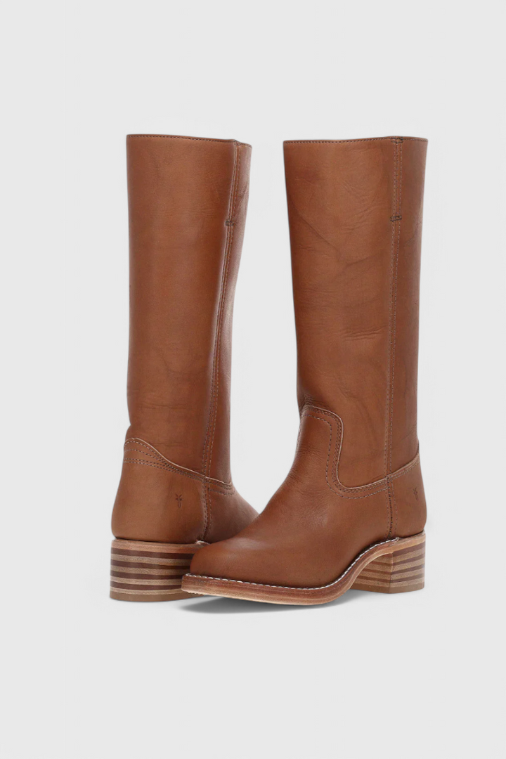 Women's black knee high boots with stylish stacked heel, perfect for fall fashion.
