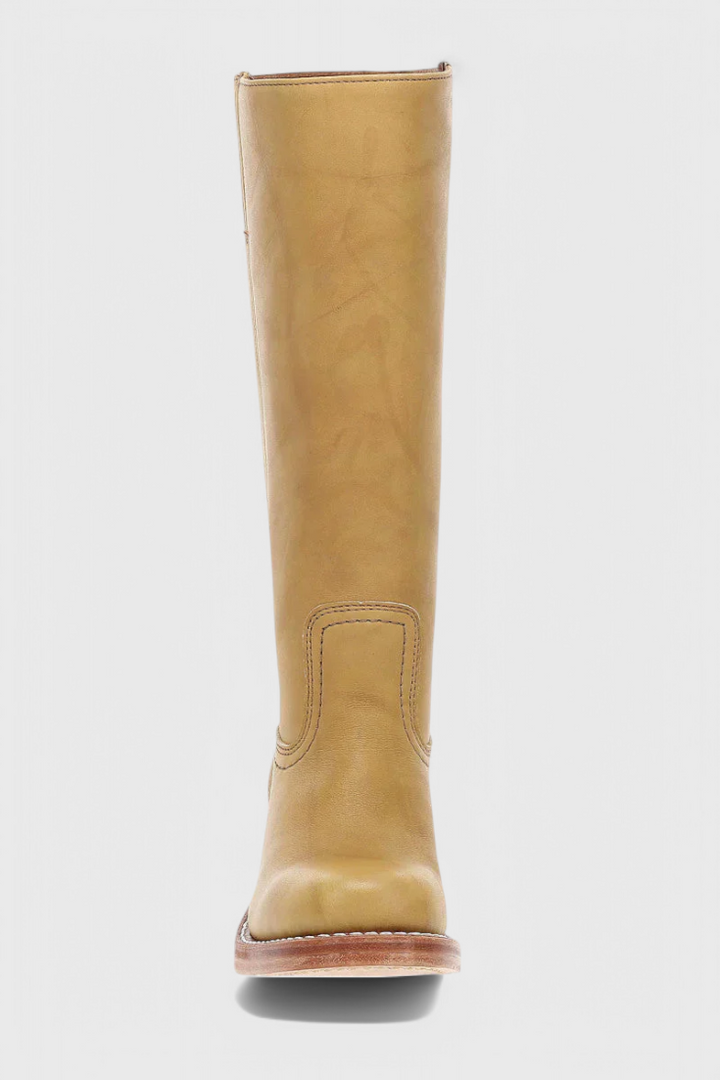 Step out in style with these women's cowgirl knee high boots and their reliable stacked heel.