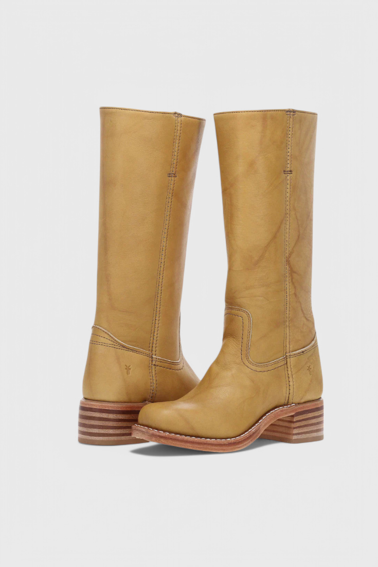 Edgy women's fashion boots: knee high style with a bold stacked heel.
