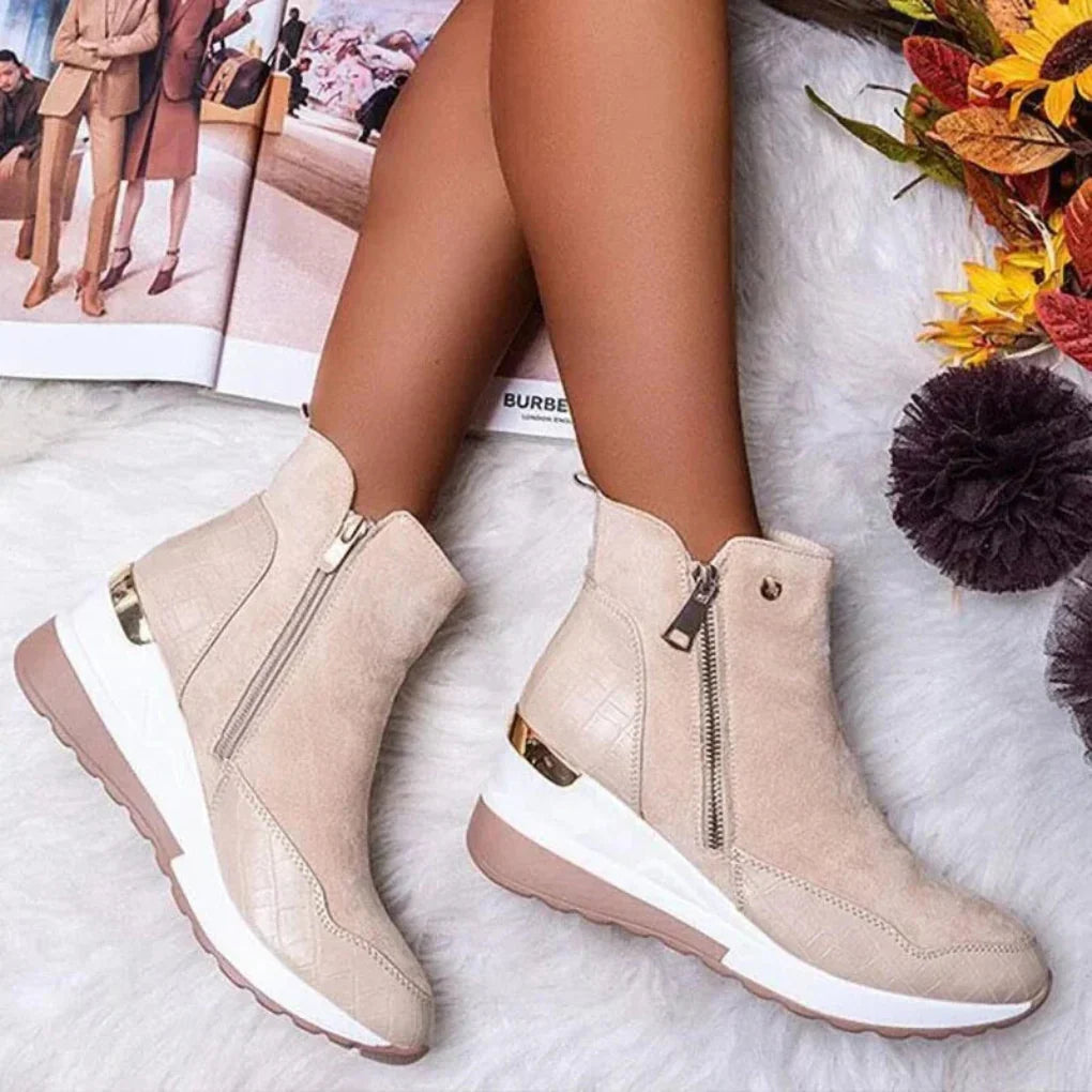 Stylish all-weather footwear: women's waterproof ankle boots with traction sole.