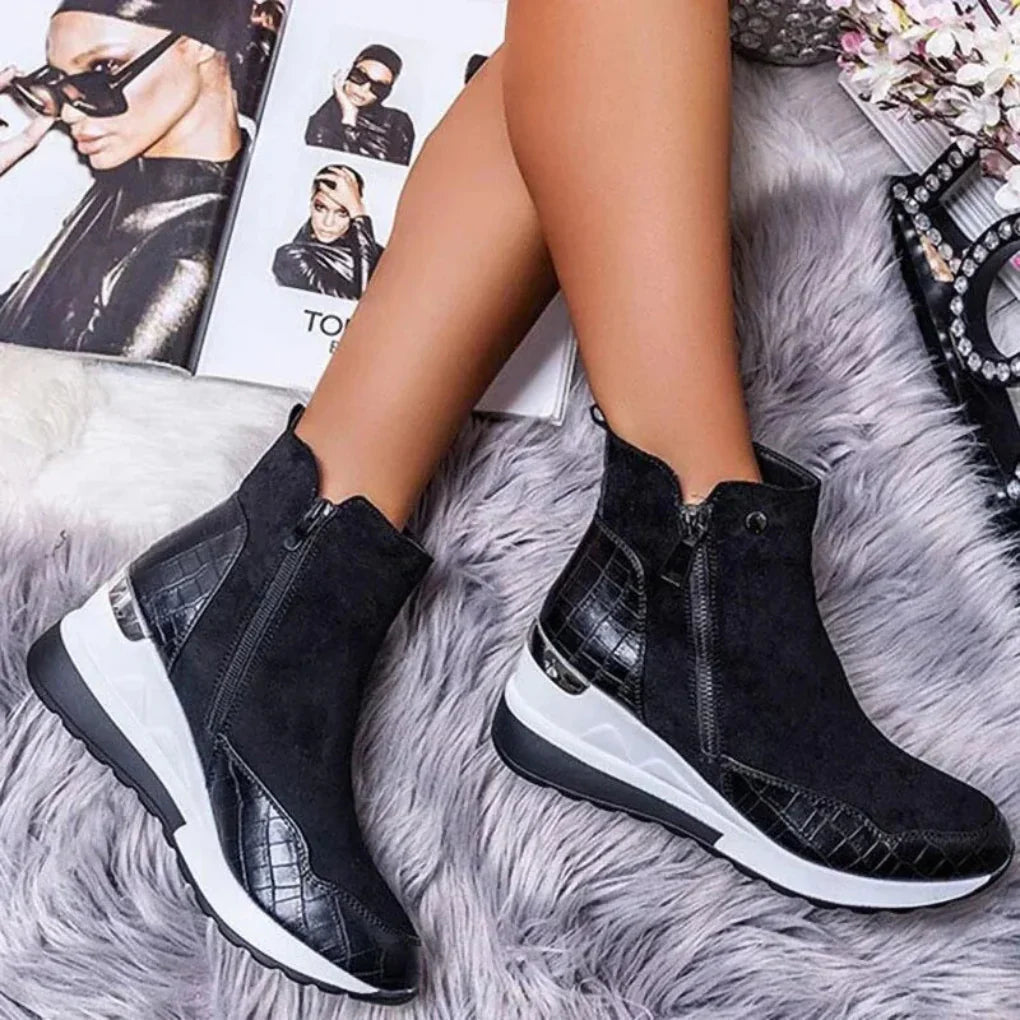 Comfortable and practical women's side zip ankle boots, perfect for winter.
