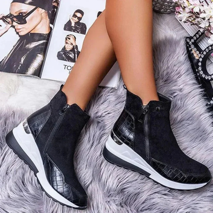 Comfortable and practical women's side zip ankle boots, perfect for winter.