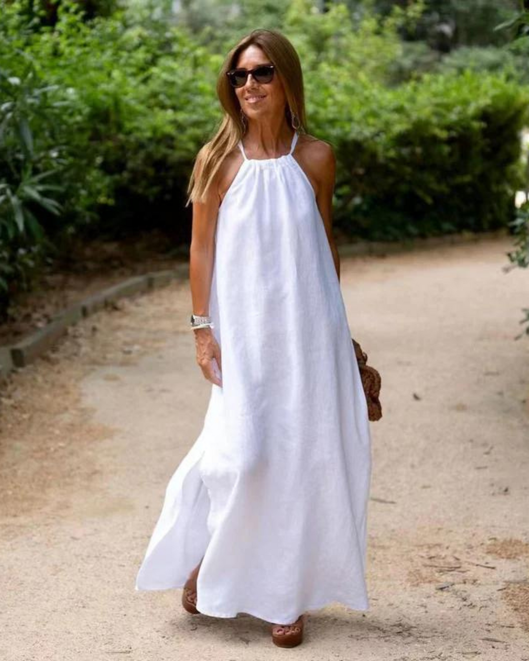 Women's casual halter neck maxi dress, perfect for sunny beach days and summer events