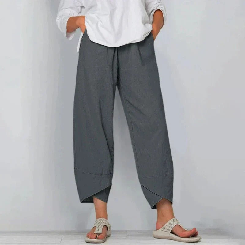 Comfortable and elegant women's summer pants with a flattering wide leg.