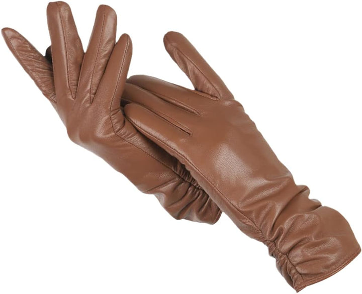 Elegant women's leather gloves, a perfect fashion accessory for winter.