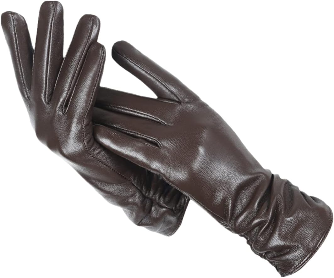 A pair of sophisticated women's gloves in supple leather for cold weather.