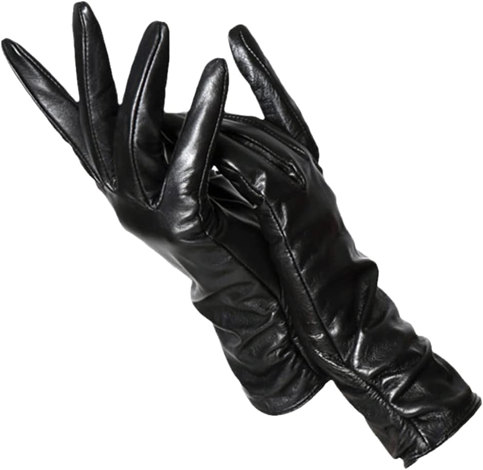 Detailed view of the interior lining of women's classic leather winter gloves.