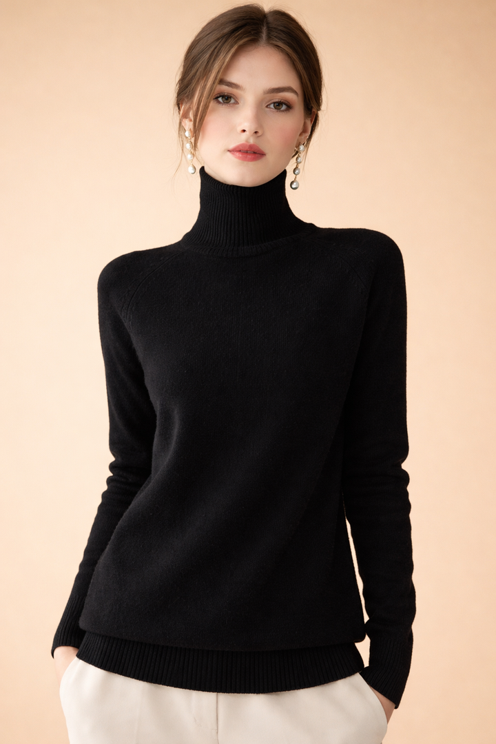 Cozy and comfortable women's knitwear turtleneck sweater, perfect for any season.