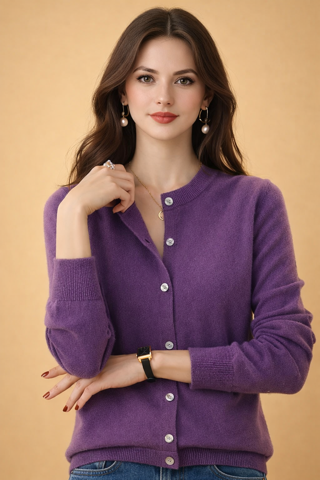Timeless women's cardigan sweater, perfect for everyday fashion and outerwear.