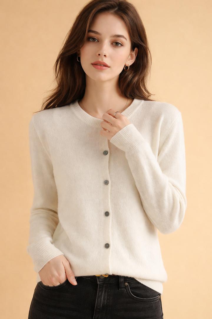 Comfortable women's knit cardigan sweater, ideal for layering in any season.