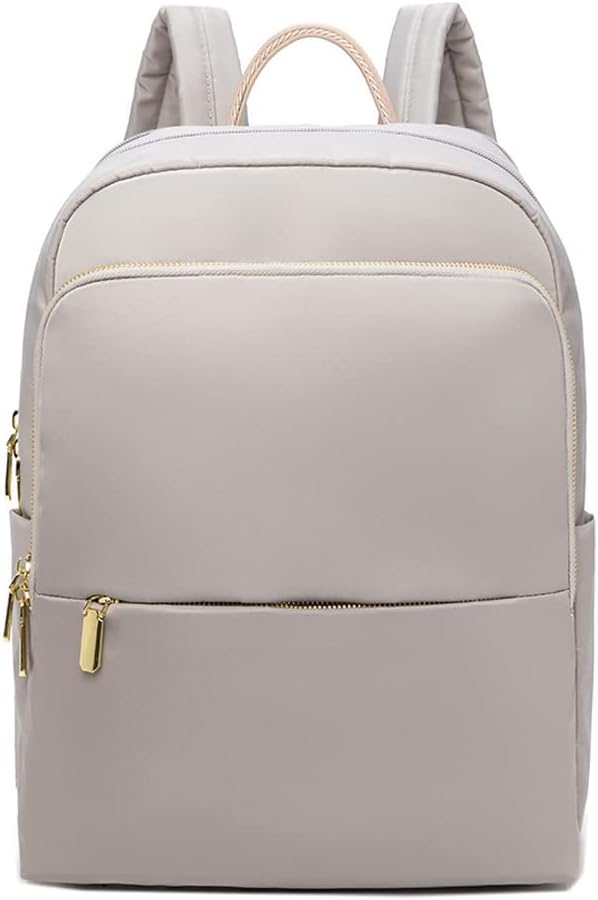 Clean design women's waterproof laptop backpack with multiple compartments for organization.