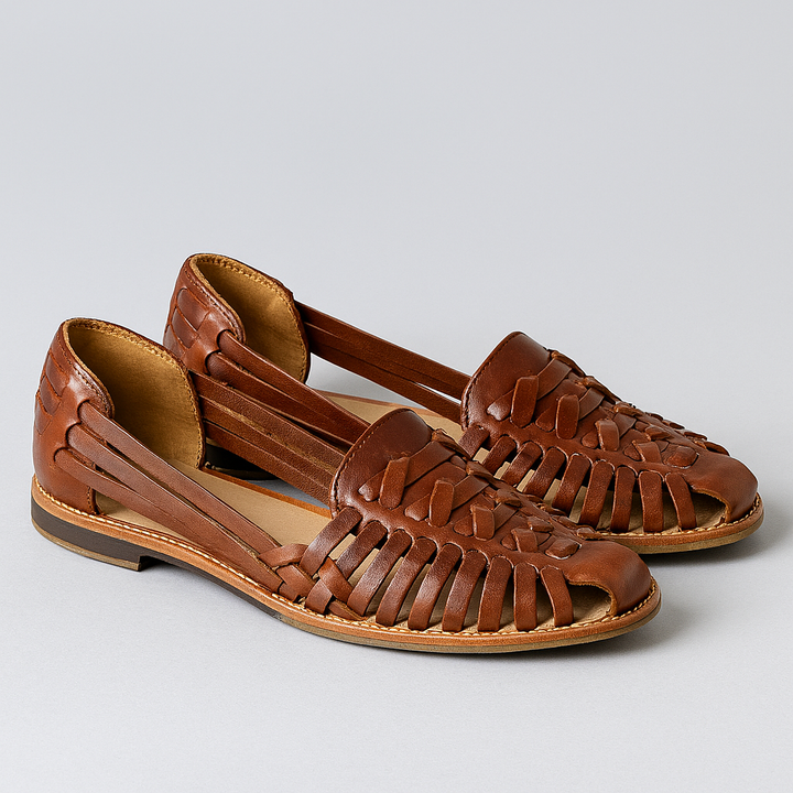 Women's closed toe strappy slingback sandals in tan, perfect for all-day comfort and versatile styling.