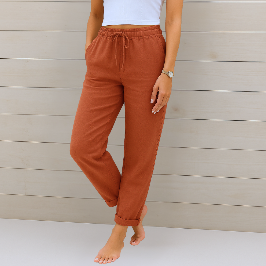 Versatile women's black elastic waist pants, perfect for transitioning from work to casual wear with ease.