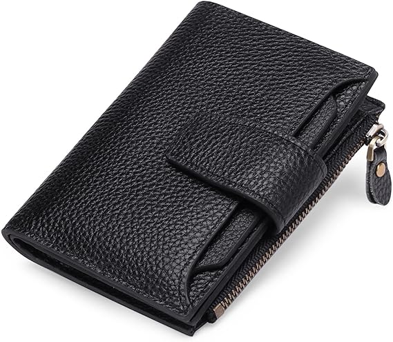 Women's RFID blocking leather card holder and coin purse, a stylish compact organizer and fashion accessory.