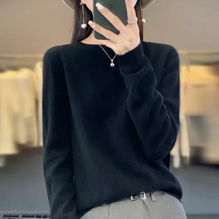 Essential women's soft warm crewneck pullover sweater. A cozy knit top for fall and winter fashion.
