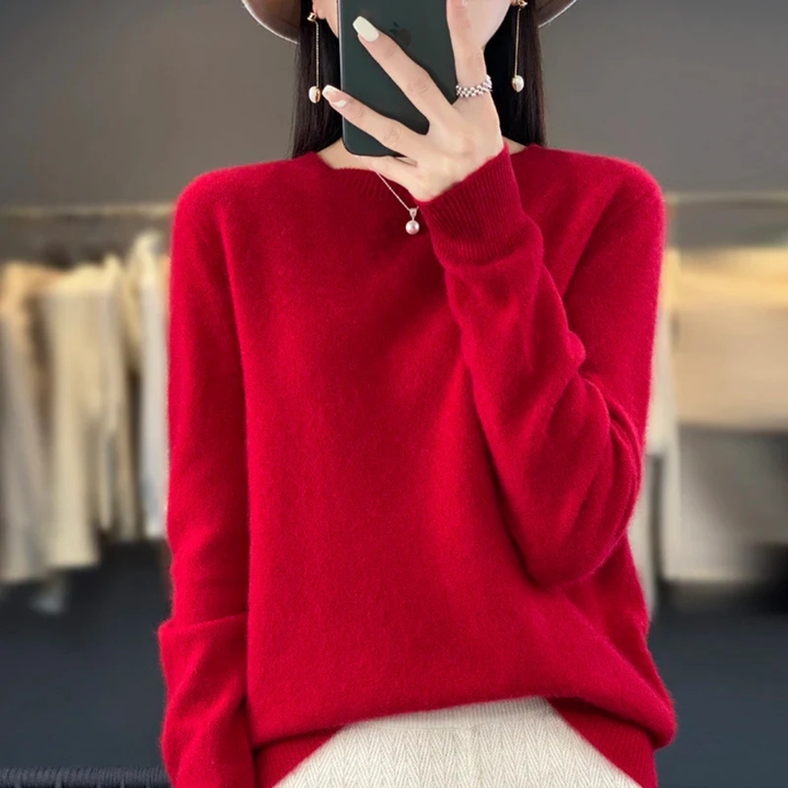 Women's soft warm crewneck pullover sweater. Cozy knit long sleeve top for fall, winter & everyday style.