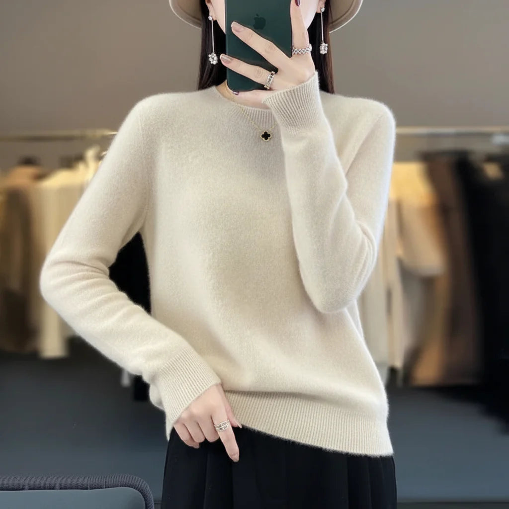 Women's long sleeve cozy crewneck pullover sweater. A soft warm top perfect for fall outfits.