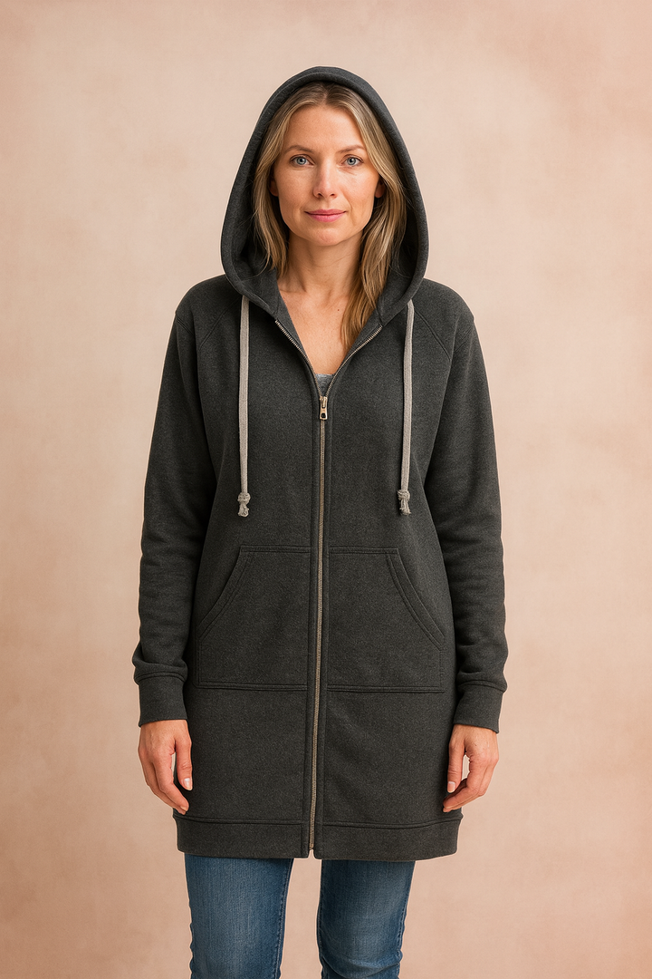 Versatile women's long sweater, elegant & comfortable for daily wear.