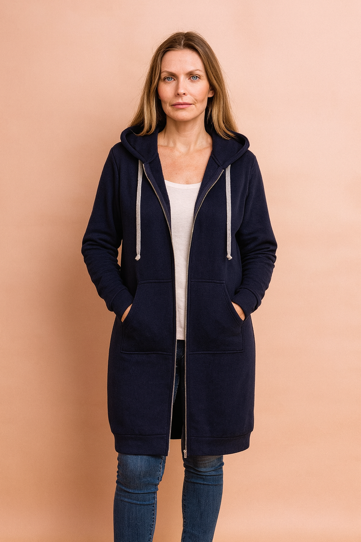 Warm & cozy long sweater for women. Flattering fit, perfect for chilly days.