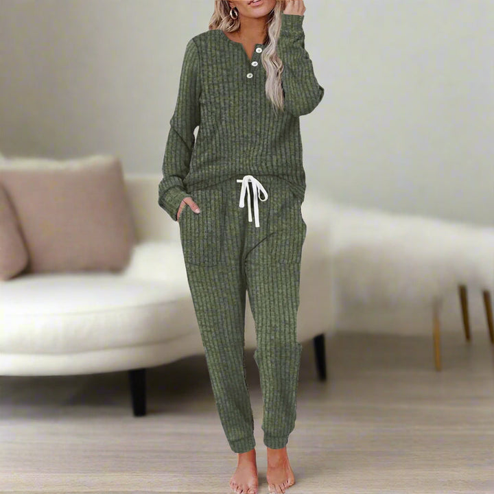 Women's sleepwear set, combining comfort and style for lounging.