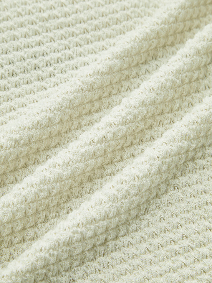Autumn/winter women's waffle knit long sleeve top, a cozy and stylish essential.