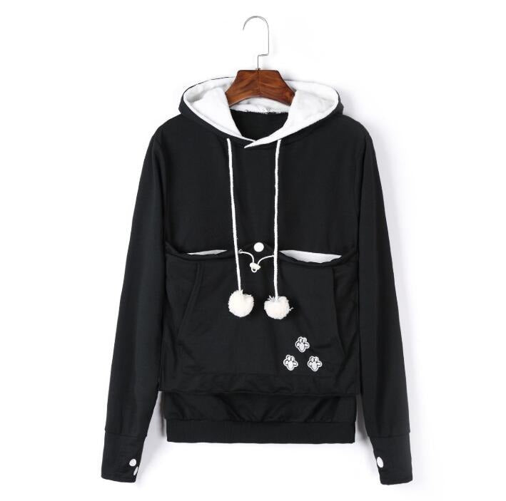 Women's CozyPurr hoodie with a built-in cat pouch, perfect for snuggling pets and comfort.