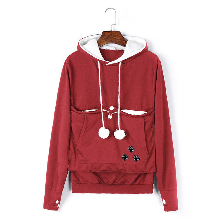 Warm women's pet carrier hoodie for ultimate comfort and cozy snuggles with your feline friend.