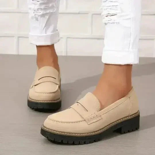 Women's CozyStride chunky loafers, stylish slip-on shoes for comfortable everyday fashion.