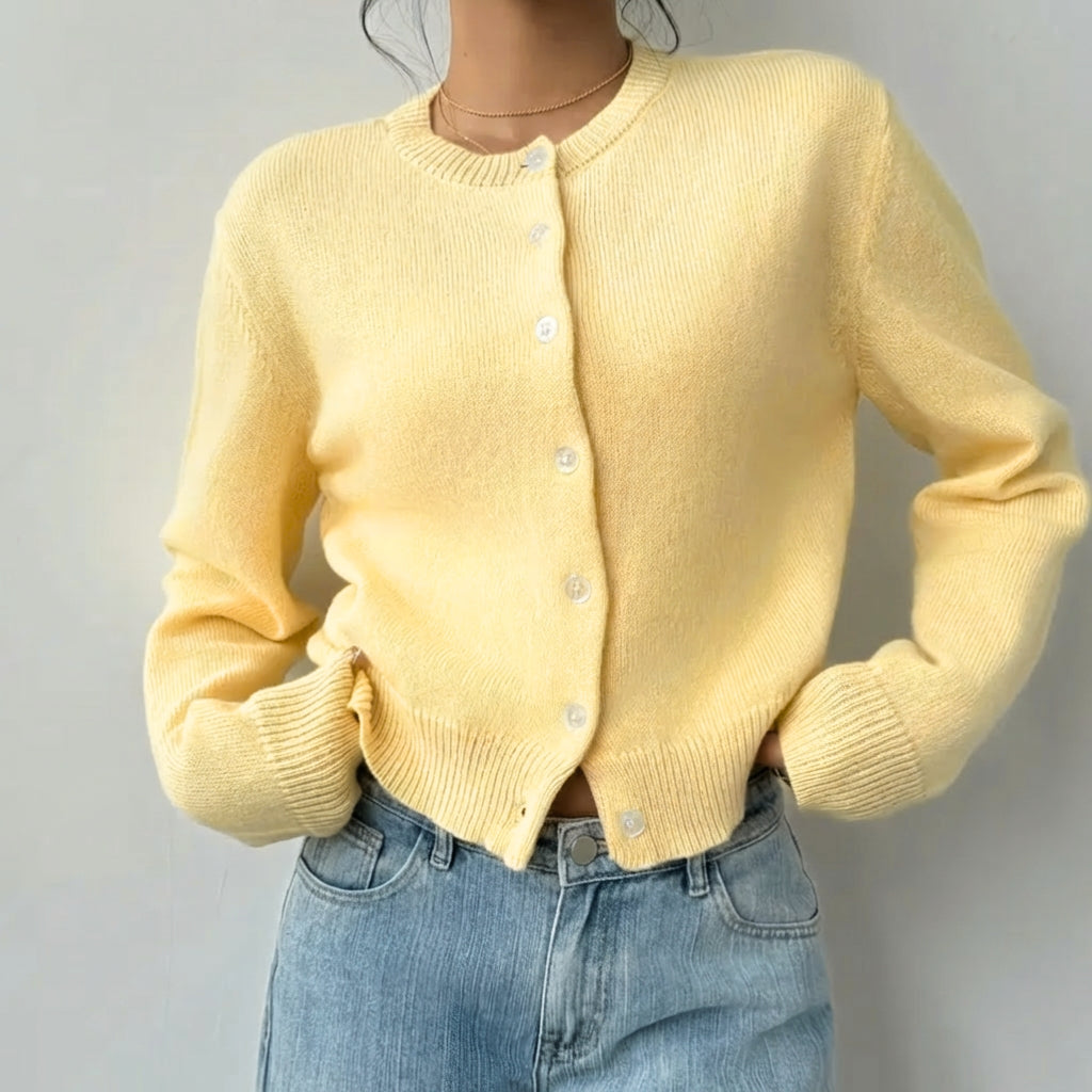 Lightweight cropped cardigan for women, an easy button-up layer for any casual or chic outfit.