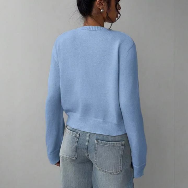 Versatile women's cropped cardigan, a must-have button-front layer for all season casual wear.