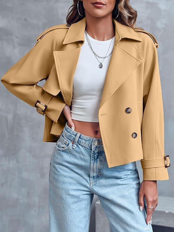 Versatile cropped outerwear jacket for women, perfect for layering in any season.