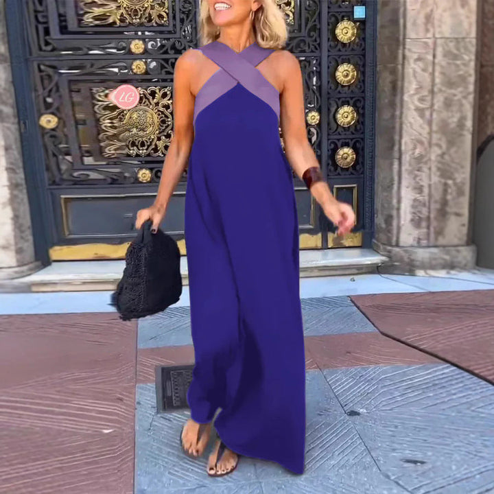 Comfortable day dress: women's maxi with a stylish crossover neckline.