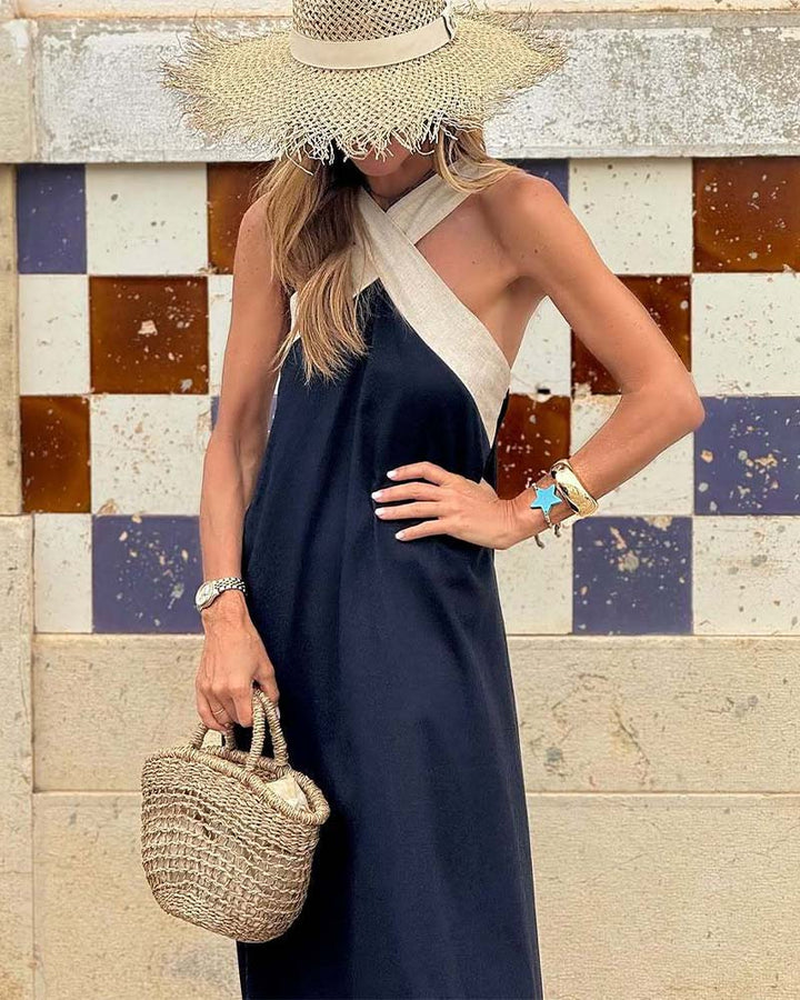 Effortless style: women's flowy maxi dress with a flattering crossover.