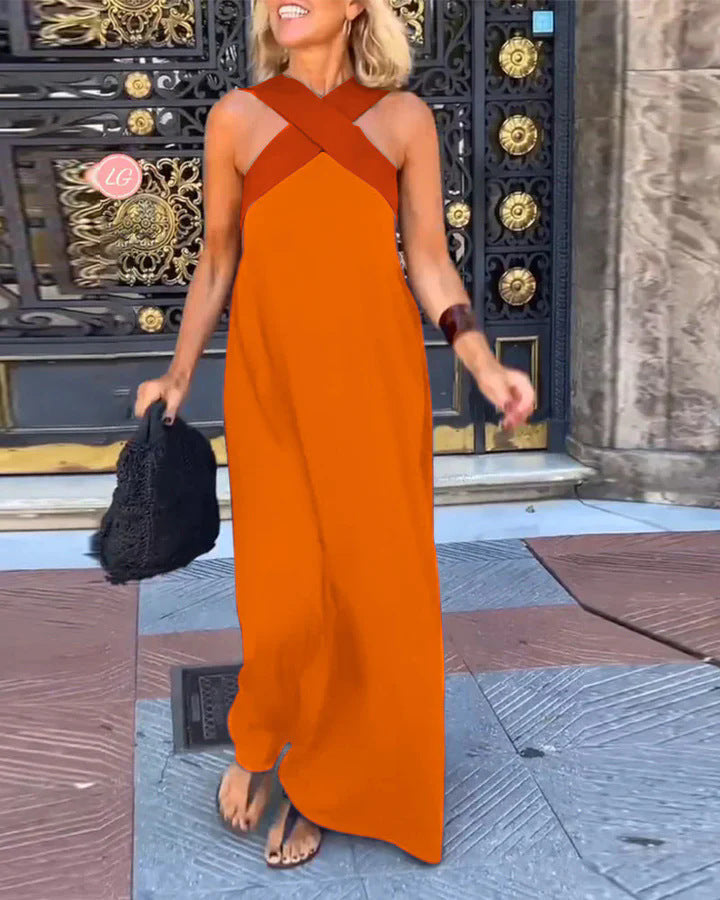 Day to night women's dress: a chic crossover maxi perfect for any occasion.