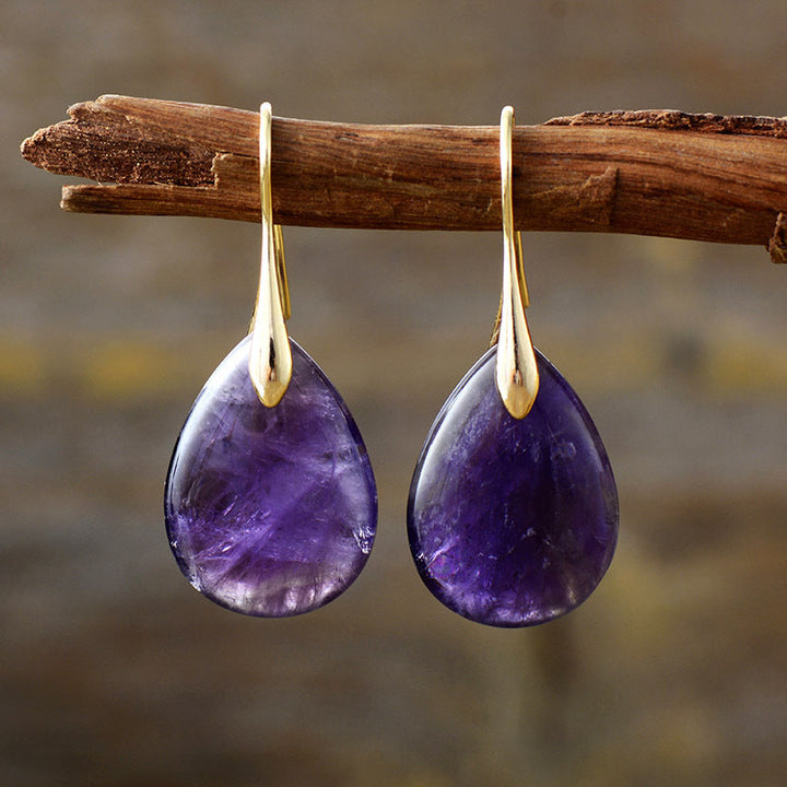 Women's crystal teardrop dangle earrings with gold plating