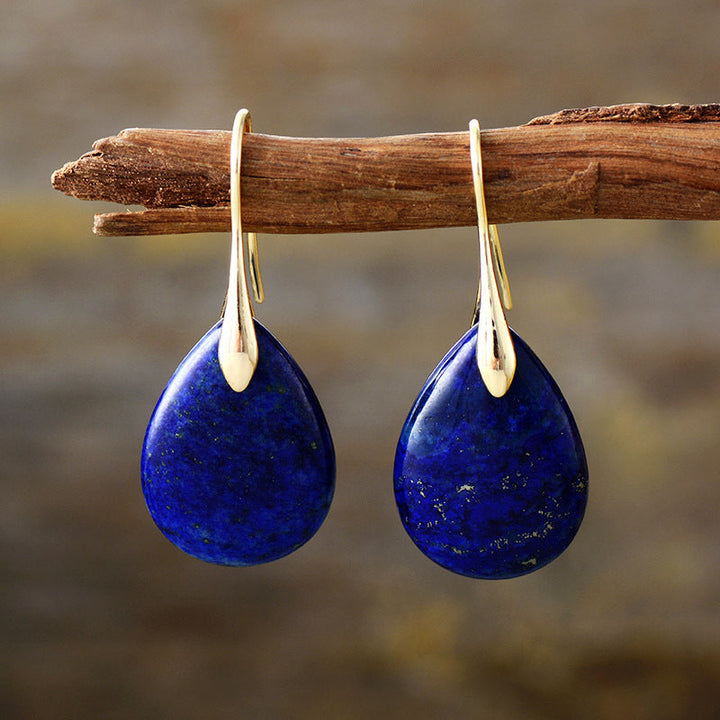 Elegant natural stone drop earrings for women, minimalist style