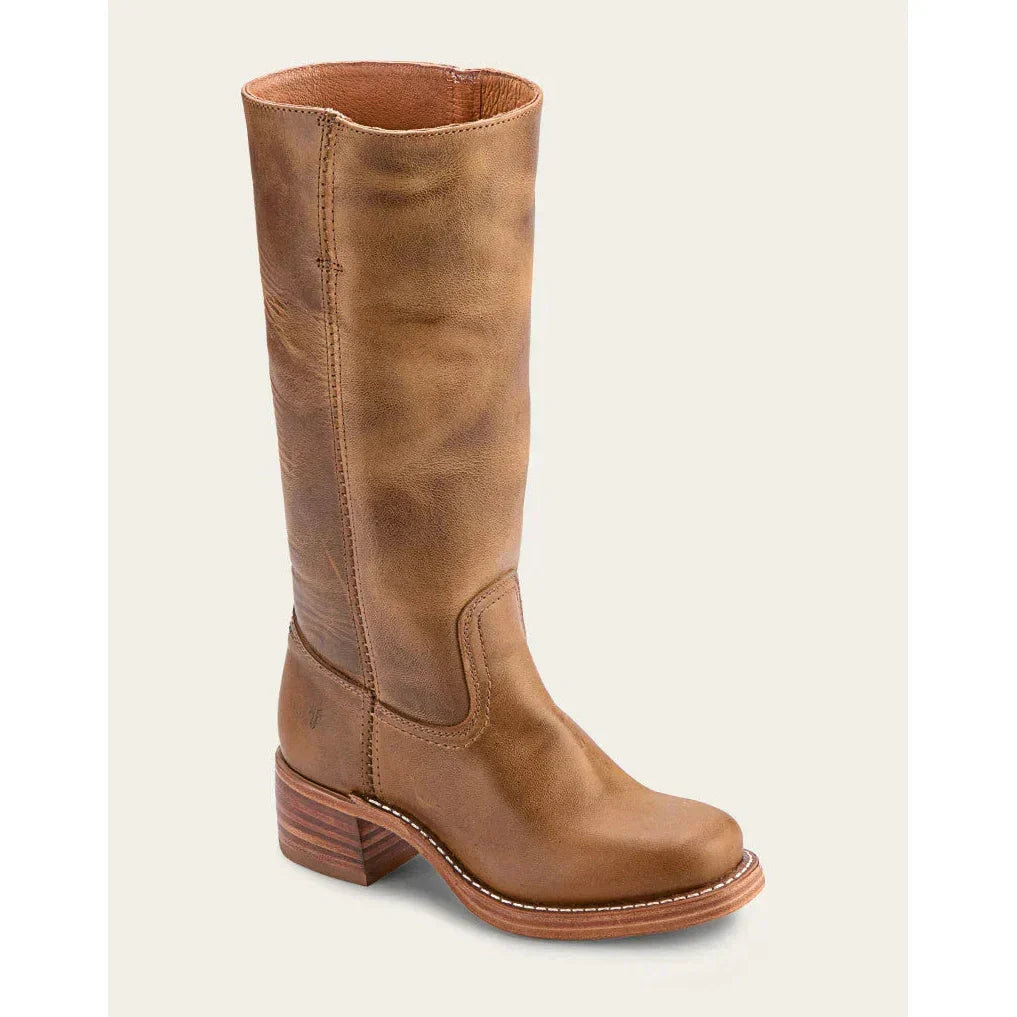 Close-up of the detailed embroidery on women's dark brown cowboy boots