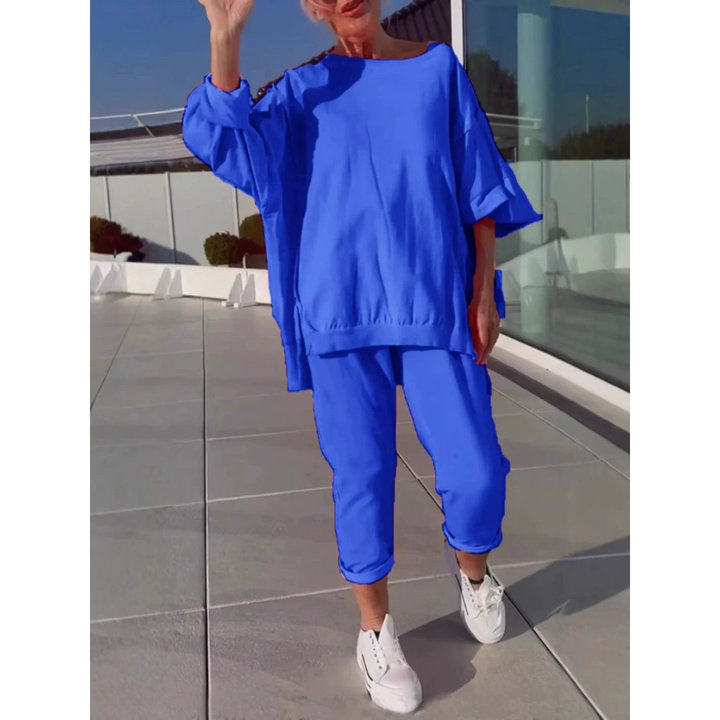Effortless women's loungewear set in a soft, comfortable fabric; relaxed fit for ultimate home comfort.