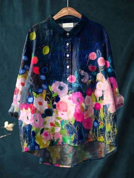 Women's casual floral blouse, featuring a soft and breathable fabric.