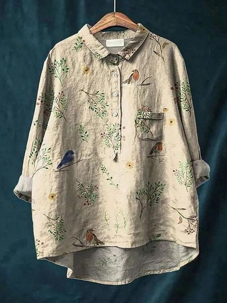 Day to night fashion: women's flowy floral blouse.