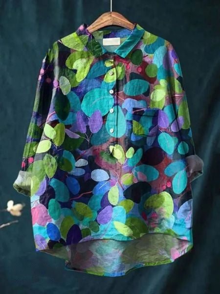 Lightweight women's floral top, showcasing a vibrant and eye-catching pattern.