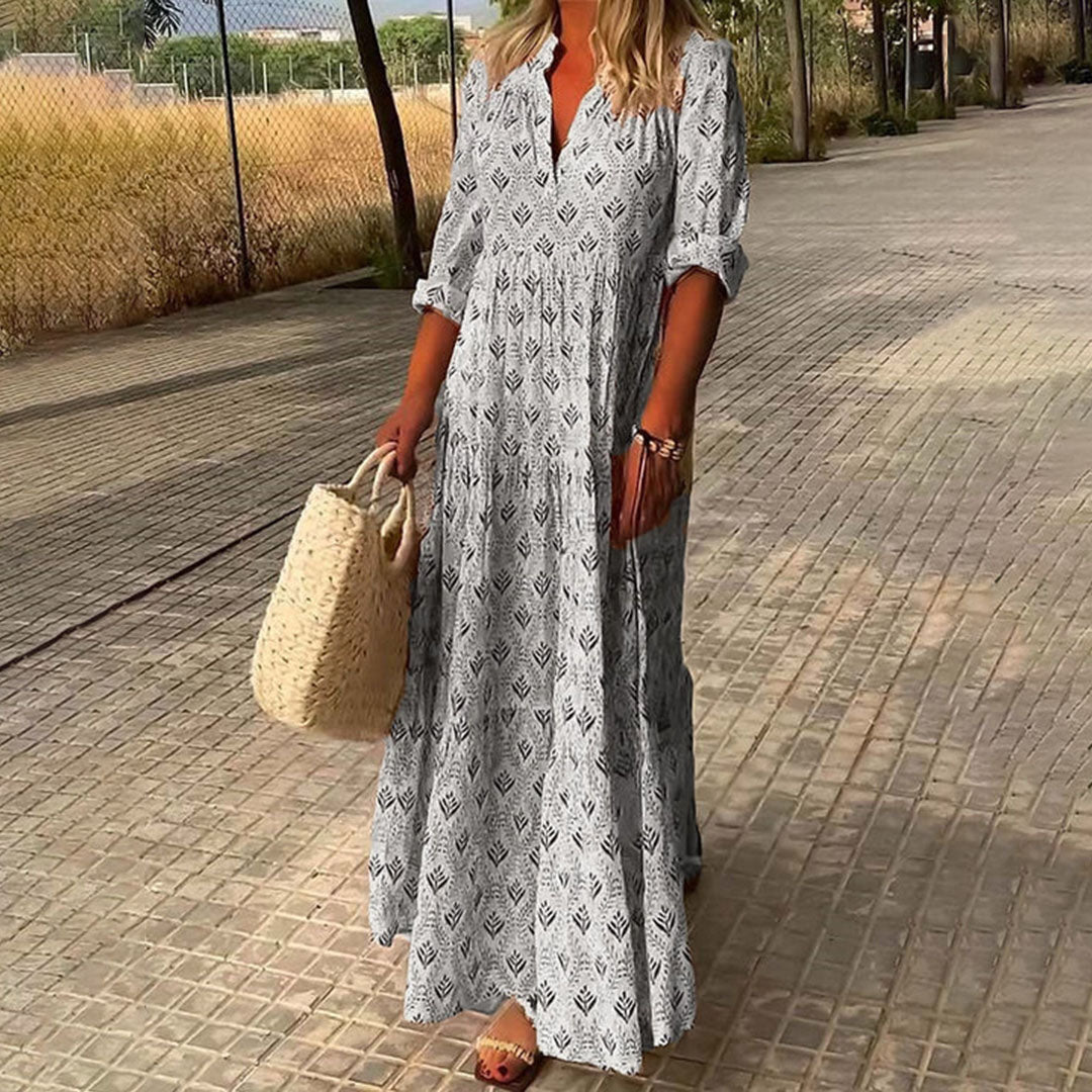 Stylish women's elegant boho maxi dress, offering a loose, comfortable fit for any casual or party event.