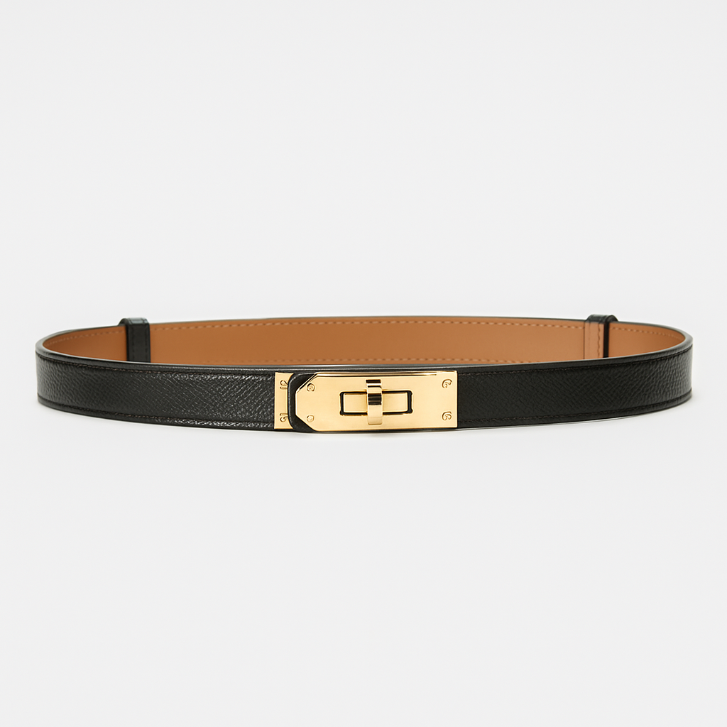 Stylish women's gold waist belt, perfect for cinching dresses and adding a touch of elegance