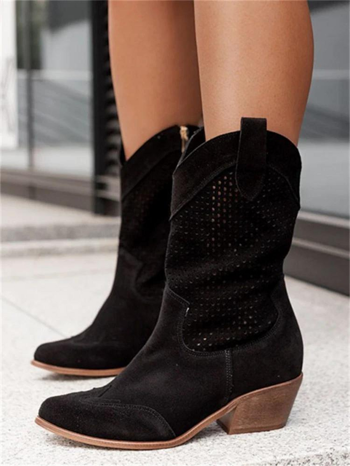 Fashionable ankle cowgirl boots with comfortable heel for women