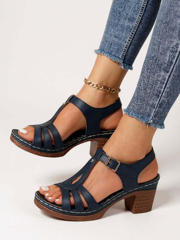 Fashionable women's lift block heel sandals, designed for ultimate comfort.